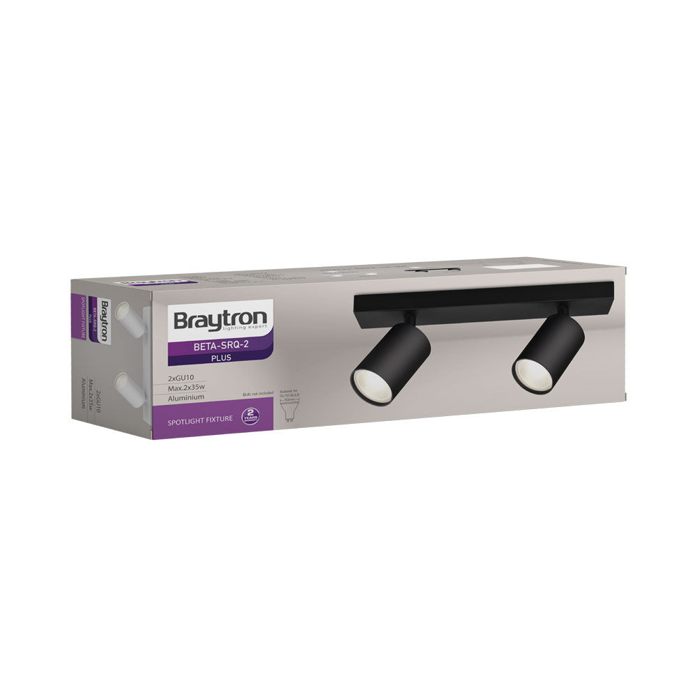 Spot LED Braytron Beta SRQ 2 Preto GU10 | Iluminação Direcionada