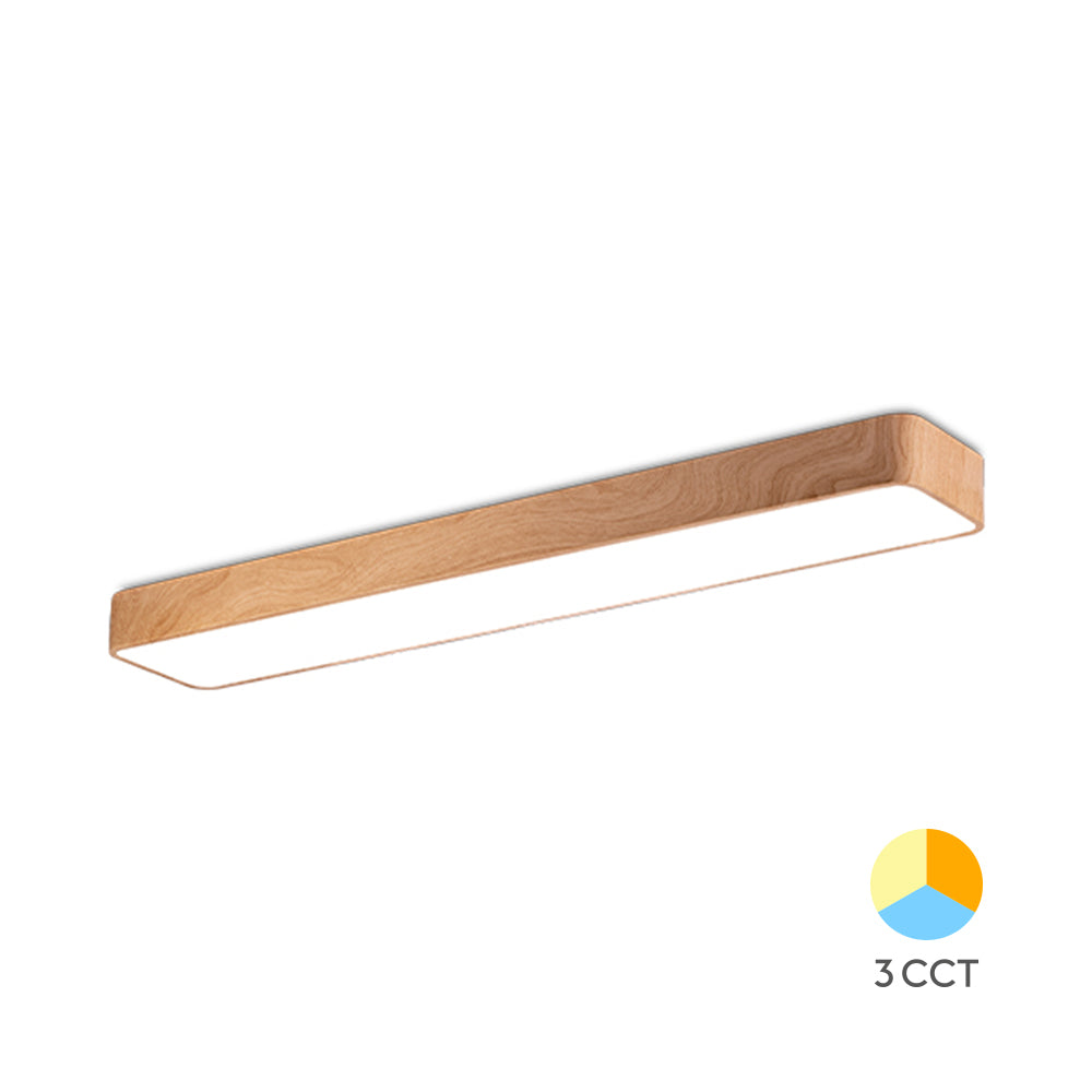 Luminária de Teto Braytron Blade Linear 45W Madeira 3IN1 | Iluminação Regulável