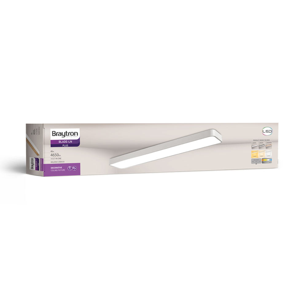 Luminária de Teto Braytron Blade Linear 45W Madeira 3IN1 | Iluminação Regulável