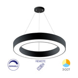 Luminária de Teto Braytron Blade Pendente Redonda 45W Preta com Controle Remoto | Iluminação Regulável