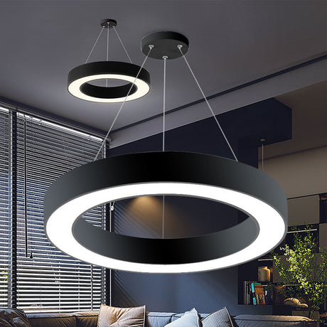 Luminária de Teto Braytron Blade Pendente Redonda 45W Preta com Controle Remoto | Iluminação Regulável