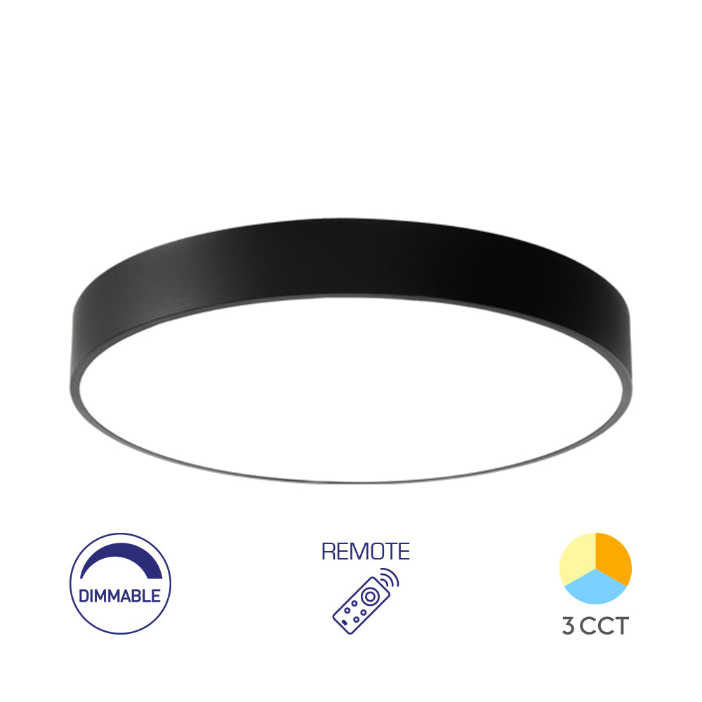Luminária de Teto Braytron Blade Redonda 45W Preto com Controle Remoto | Iluminação Regulável