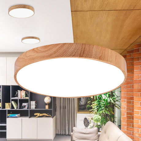 Luminária de Teto Braytron Blade Redonda 36W 3IN1 Madeira | Iluminação Regulável