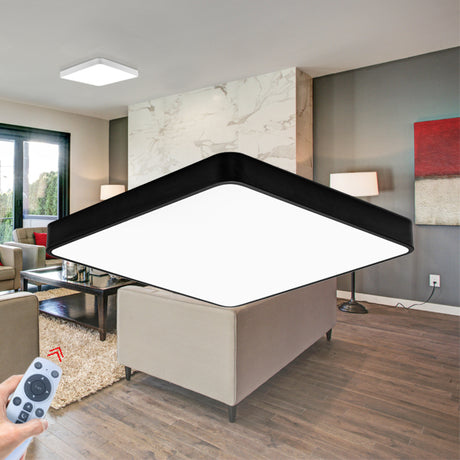 Luminária de Teto Braytron Blade Quadrada 45W Preta com Controle Remoto | Iluminação Regulável