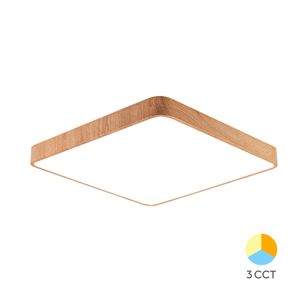 Luminária de Teto Braytron Blade Quadrada 36W 3IN1 Madeira | Iluminação Regulável