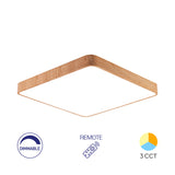 Luminária de Teto Braytron Blade Quadrada 45W Madeira com Controle Remoto | Iluminação Regulável