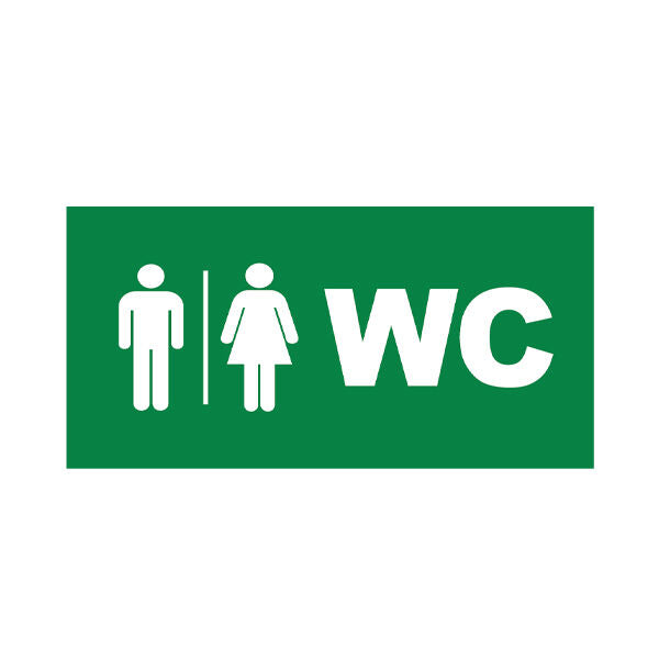 Sinal de Saída para WC em PVC | Placa de Indicação de Banheiro