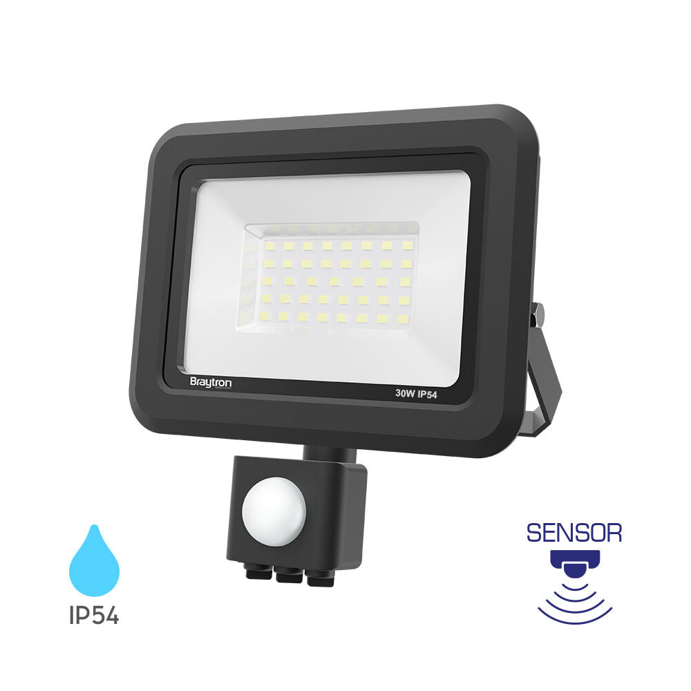Projetor LED Braytron 30W 6500K | Iluminação Externa IP54 com Sensor