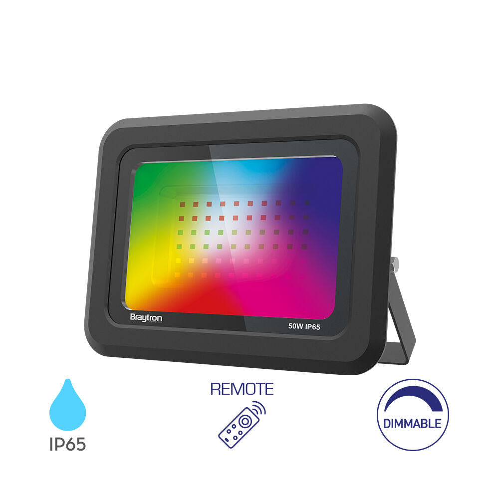 Projetor LED Braytron 50W RGB | Iluminação Externa Colorida à Prova d'Água IP65