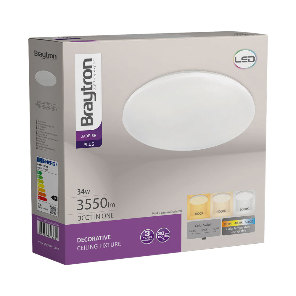 Luminária de Teto Braytron Jade Redonda 34W 3IN1 Diâmetro 375mm | Iluminação Regulável