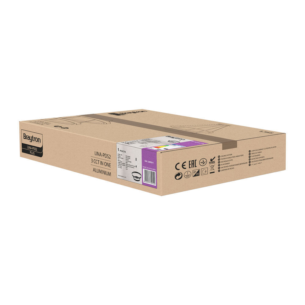 Luminária de Teto Braytron Lina Pendente Redonda 65W Preta 3IN1 | Iluminação Regulável