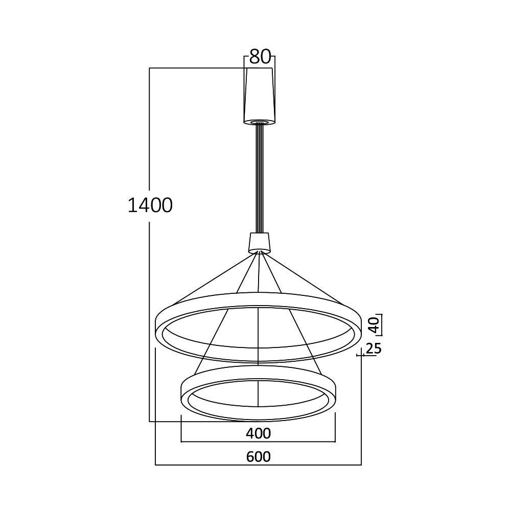 Luminária de Teto Braytron Lina Pendente Redonda 65W Preta 3IN1 | Iluminação Regulável