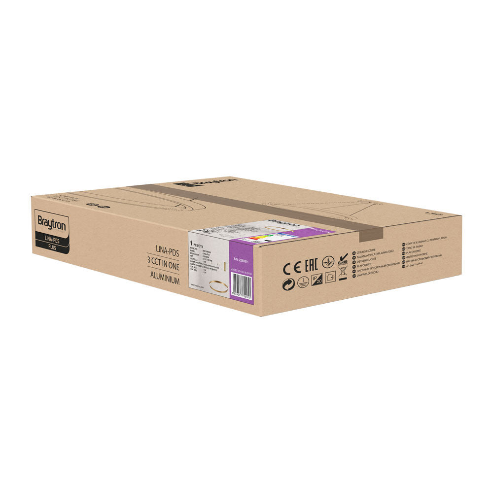 Luminária de Teto Braytron Lina Pendente Redonda 35W Dourada 3IN1 | Iluminação Regulável