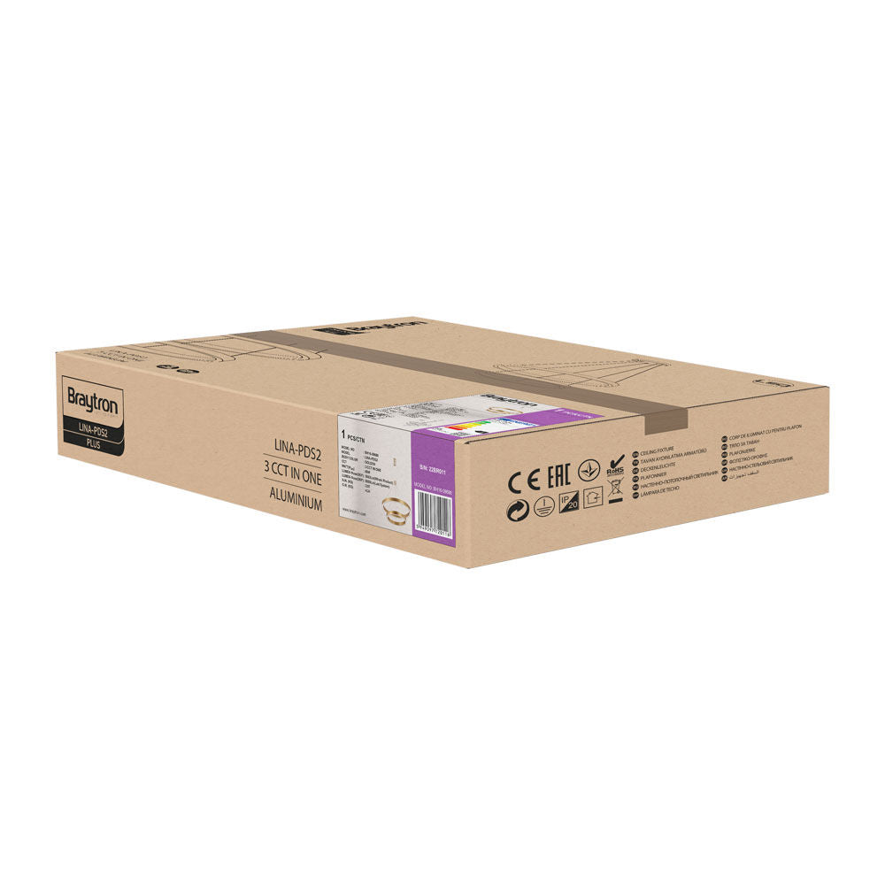 Luminária de Teto Braytron Lina Pendente Redonda 65W Dourada 3IN1 | Iluminação Regulável