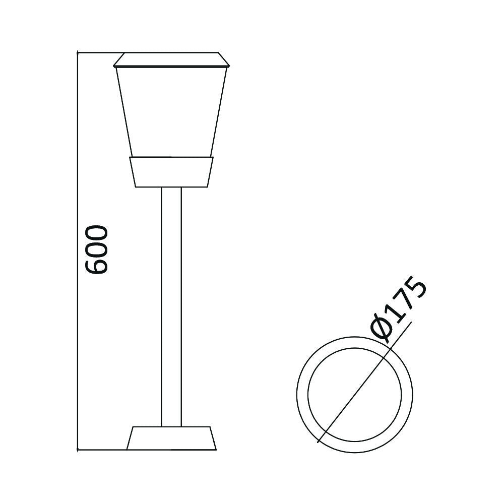 Posto de Luz Braytron Paris 600mm 1xE27 IP54 | Iluminação Externa