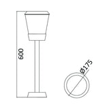 Posto de Luz Braytron Paris 600mm 1xE27 IP54 | Iluminação Externa