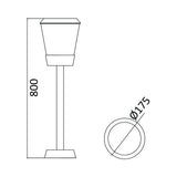 Posto de Luz Braytron Paris 800mm 1xE27 IP54 | Iluminação Externa