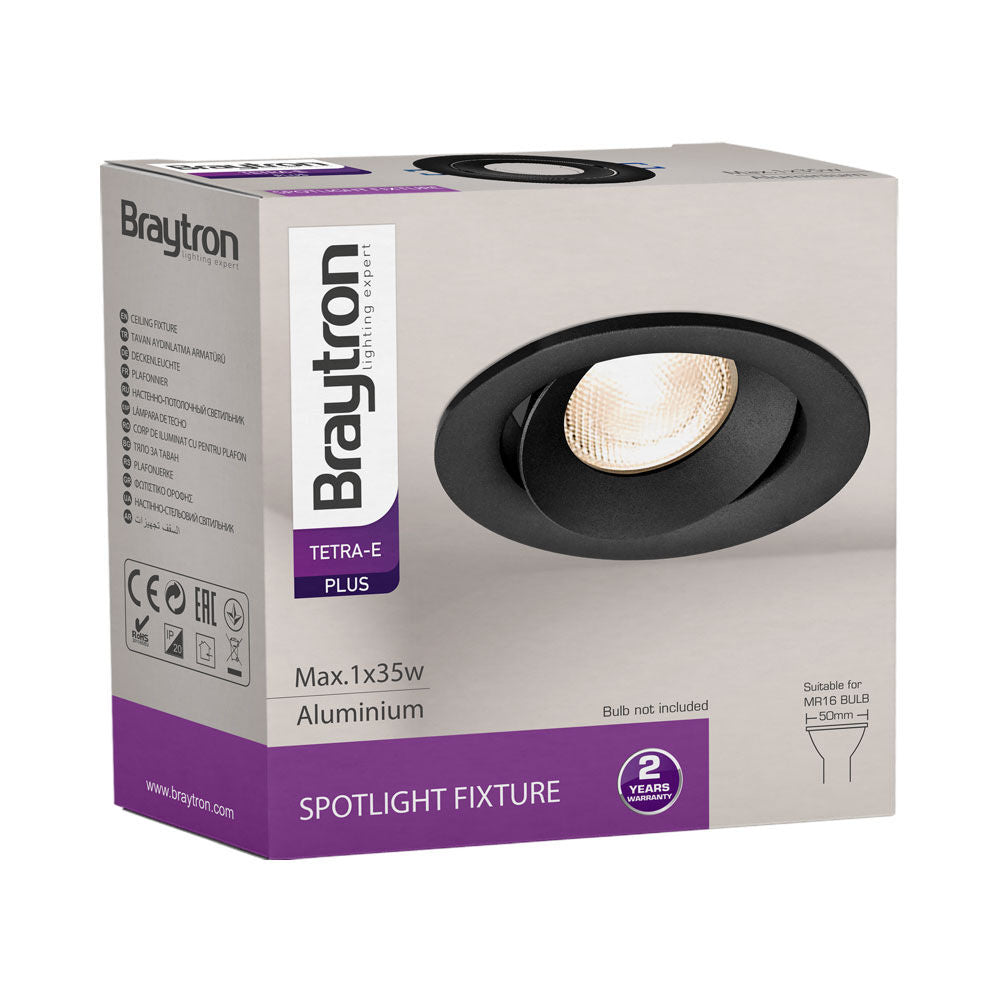 Spot LED Braytron Tetra Redondo Preto | Iluminação Direcionada