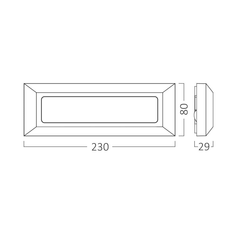 Luminária de Parede Braytron Vekta 5W Retangular Preta 3em1 IP65 | Iluminação Externa