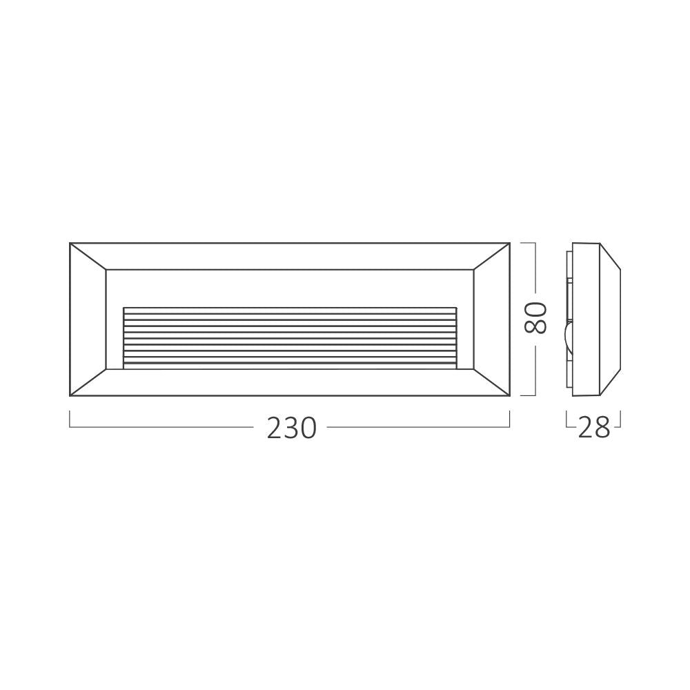 Luminária de Parede Braytron Vekta 5W Retangular Cinza 3em1 IP65 | Iluminação Externa