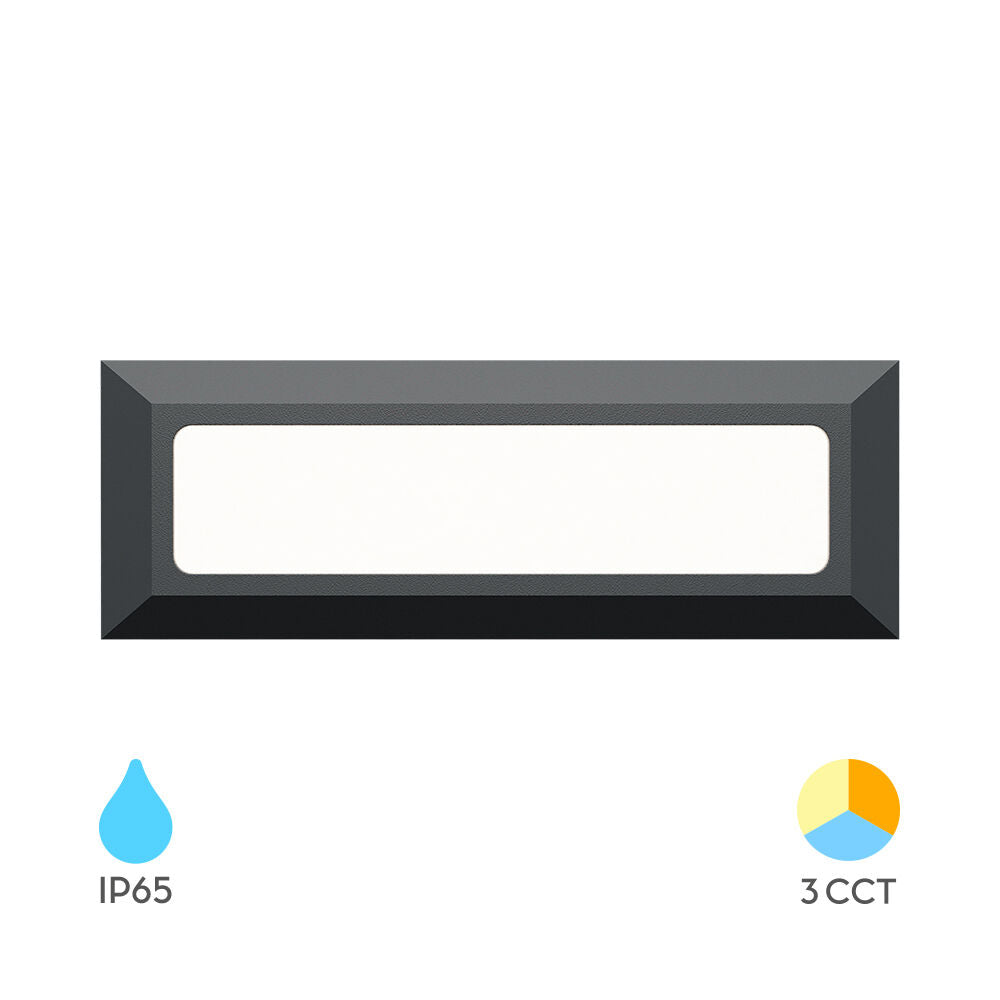 Luminária de Parede Braytron Vekta 5W Retangular Cinza 3em1 IP65 | Iluminação Externa