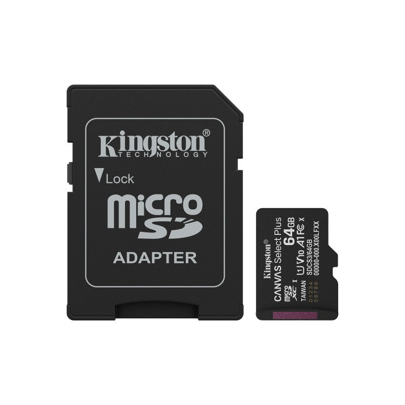 CARTÃO DE MEMÓRIA MICRO SDXC  64GB KINGSTON CANVAS GO! PLUS GEN 3 CL10 UHS-I U3 170MB/S C/ADAPTADOR PRETO
