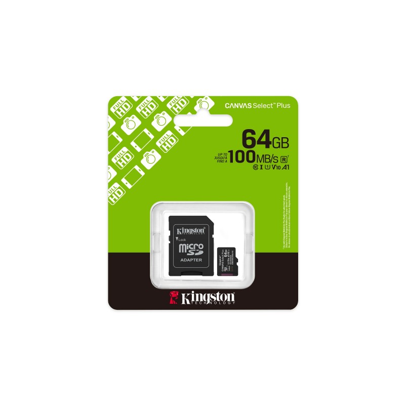 CARTÃO DE MEMÓRIA MICRO SDXC  64GB KINGSTON CANVAS GO! PLUS GEN 3 CL10 UHS-I U3 170MB/S C/ADAPTADOR PRETO