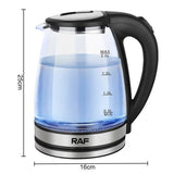 RAF-R.7888 Chaleira Elétrica de Viagem, Chá Café, 2L, Chaleira Portátil de Vidro, 2000W, Pote