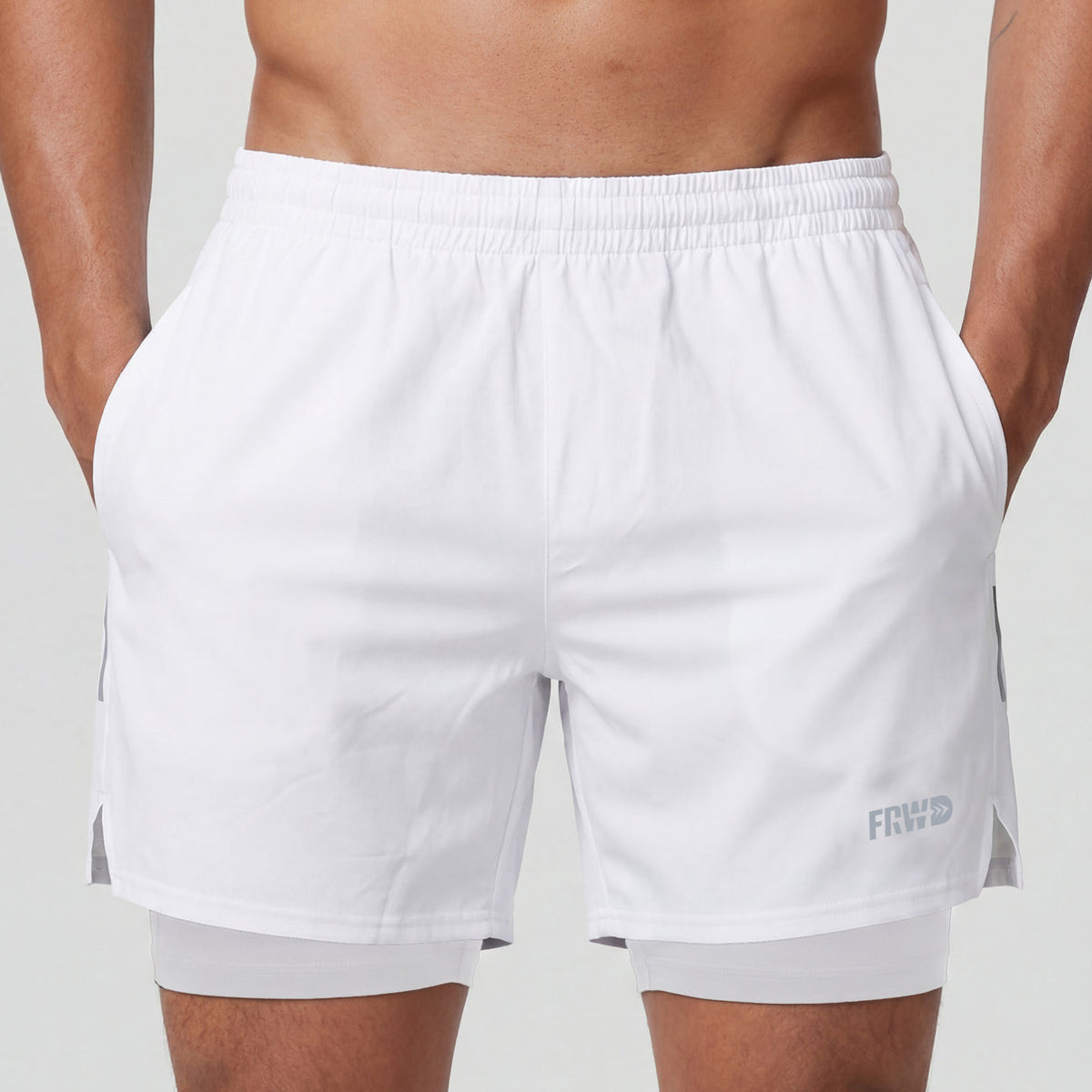 FORWARD SHORT 2 EM 1  - BRANCO COM COLAN -  MASCULINO - 2XL