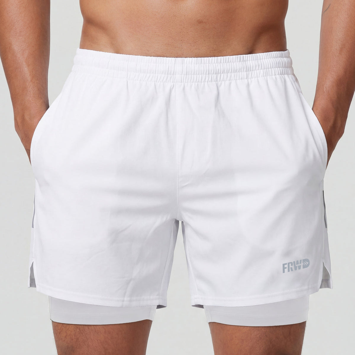 FORWARD SHORT  2 EM 1 - BRANCO COM COLAN -  MASCULINO - M