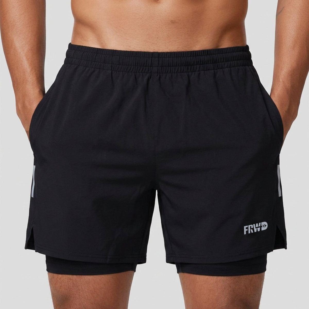 FORWARD SHORT  2 EM 1 - PRETO COM COLAN -  MASCULINO - S