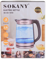 Chaleira elétrica Chaleira de vidro silencioso Sokany SK-SH-1070 com luz de fundo 2,2 l 2000 W