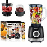 Sokany SK-JB-178 Liquidificador + Moedor 2 em 1 - Processador de alimentos multifuncional com potência de 1000 W e lâmina de aço inoxidável