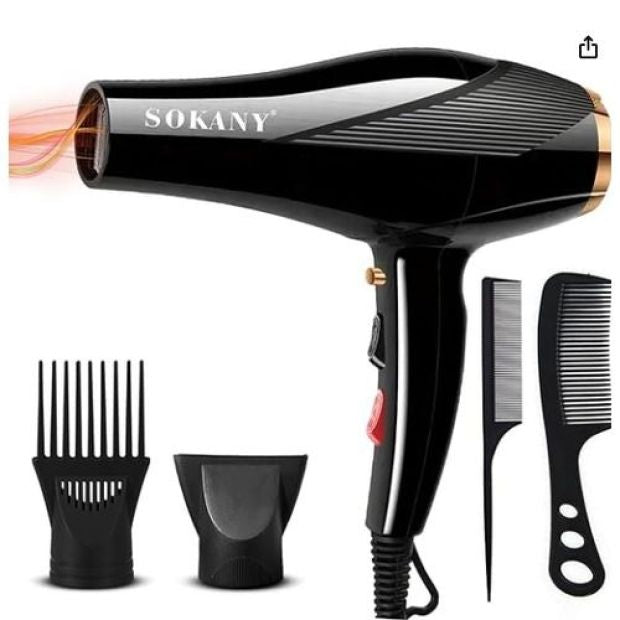 Secador de Cabelo Profissional 4-em-1 Sokany SK-2214 2600W, Preto