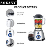 Liquidificador multiuso SOKANY SK-03031 800W com 5 velocidades <000000> Copo de vidro de 1,5L