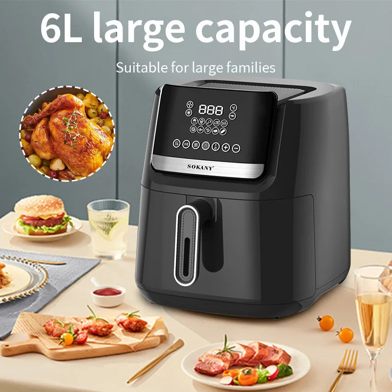 Fritadeira de ar SOKANY SK-10007 com temperatura ajustável e proteção contra superaquecimento