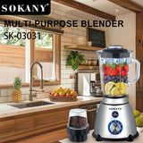 Liquidificador multiuso SOKANY SK-03031 800W com 5 velocidades <000000> Copo de vidro de 1,5L