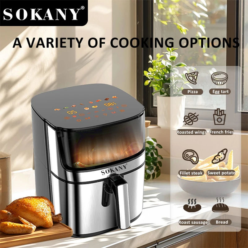 Sokany SK-10045 Frita de ar 2000W com timer de 60 minutos e proteção de superaquecimento