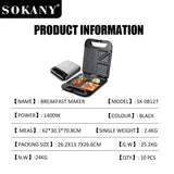 Sokany SK-08127 — Sanduicheira 4 Fatiados 1400 W