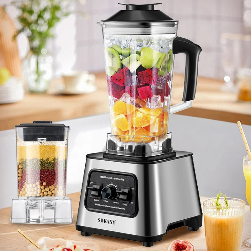 Processador de alimentos multifuncional SOKANY SK-999 com alta potência de 6000 W e design de aderência ergonômica