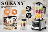 Processador de alimentos multifuncional SOKANY SK-999 com alta potência de 6000 W e design de aderência ergonômica