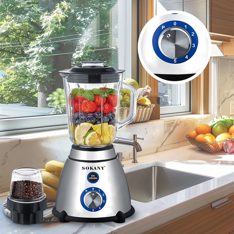 Liquidificador multiuso SOKANY SK-03031 800W com 5 velocidades <000000> Copo de vidro de 1,5L