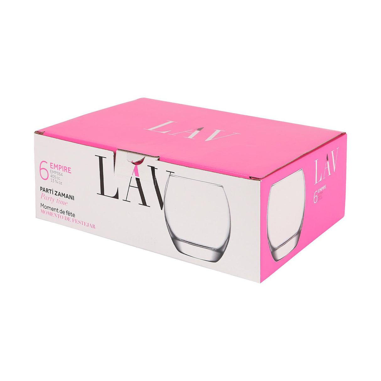 Copos de Whiskey LAV Empire - 405ml - Transparente - Pacote de 6 LAV - Empire, Copo de Uísque 13.75 oz