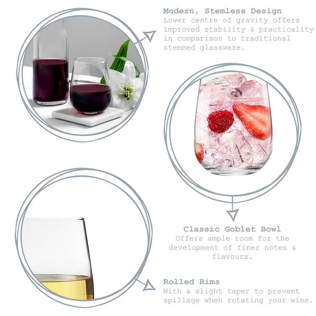 Taças de Vinho Branco Sem Haste LAV Gaia - 360ml - Transparente - Pacote de 6