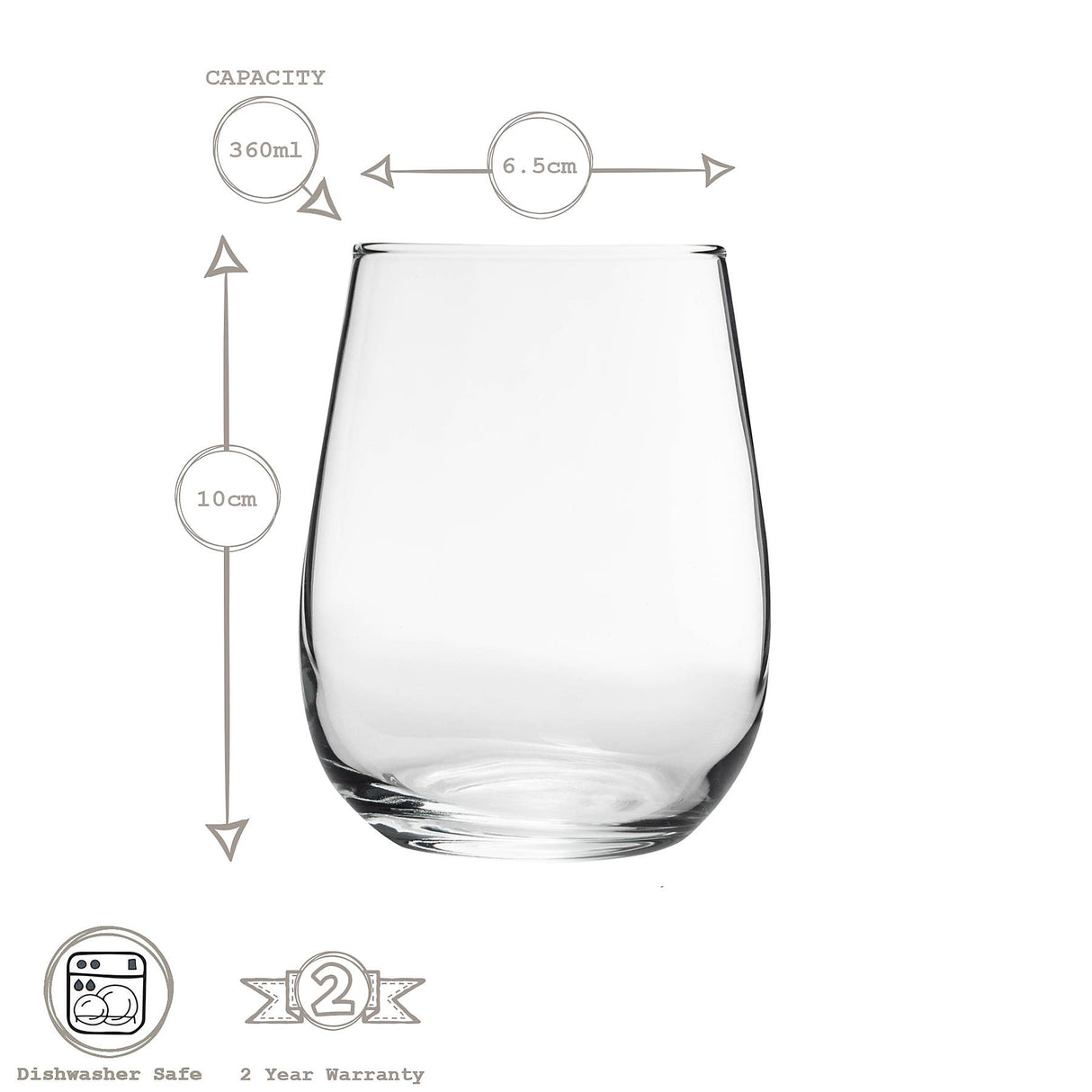 Taças de Vinho Branco Sem Haste LAV Gaia - 360ml - Transparente - Pacote de 6