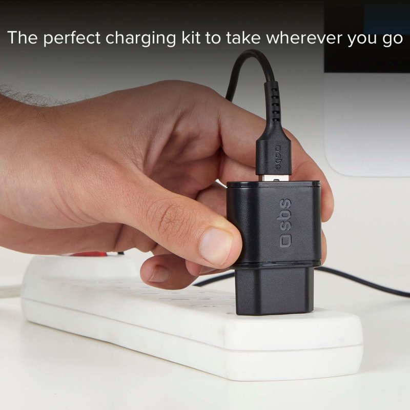 Kit de viagem com carregador 100/250v e cabo USB-microUSB
