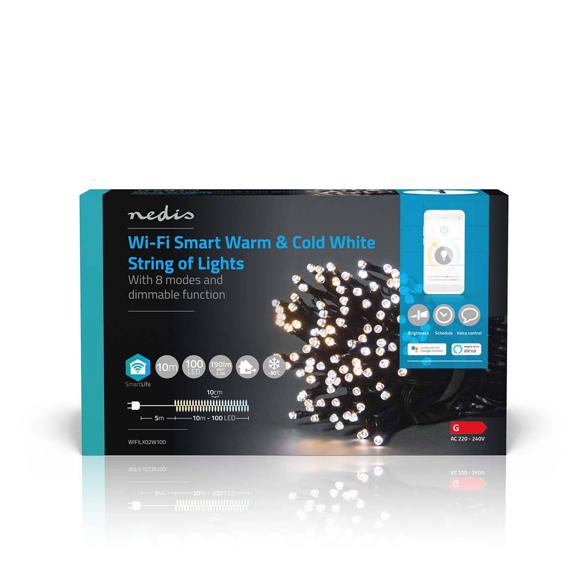 Luzes Decorativas Nedis WI-FI Quente/Frio 100 Leds 10m