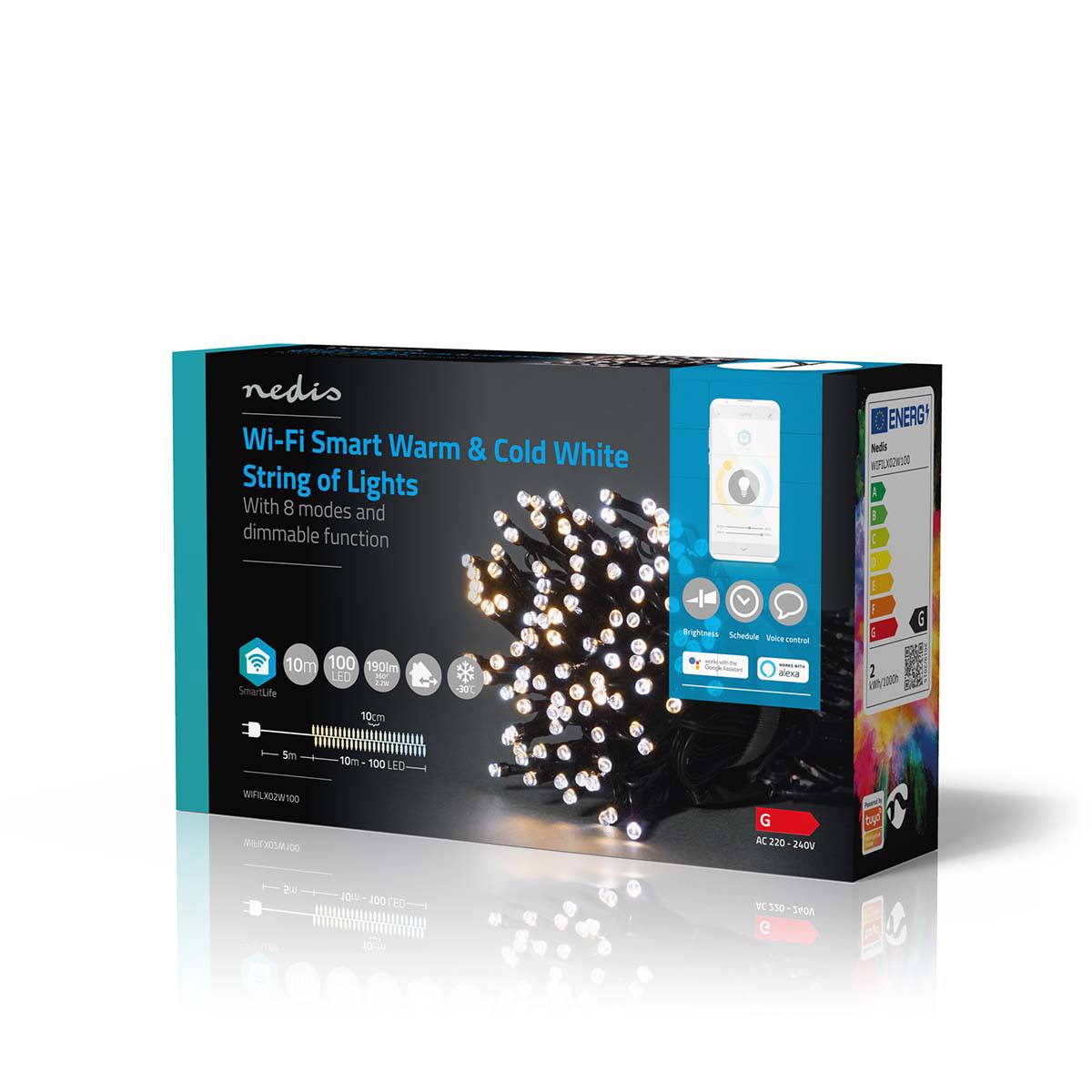 Luzes Decorativas Nedis WI-FI Quente/Frio 100 Leds 10m
