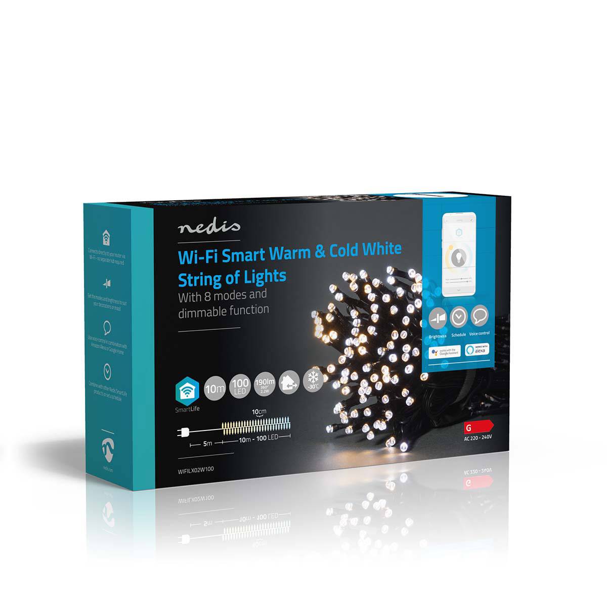 Luzes Decorativas Nedis WI-FI Quente/Frio 100 Leds 10m