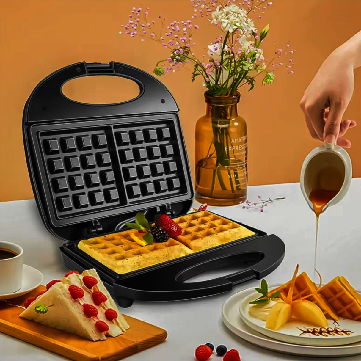 Máquina de fazer waffles (galetes) 4 fatias Máquina de waffle elétrica R.231 RAF